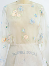 Floral Embellished Sheer Top Top arcadeshops.com