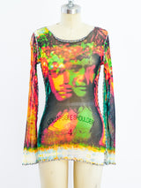 Jean Paul Gaultier Face Print Mesh Top Top arcadeshops.com