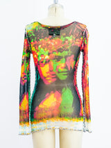 Jean Paul Gaultier Face Print Mesh Top Top arcadeshops.com