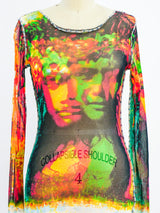 Jean Paul Gaultier Face Print Mesh Top Top arcadeshops.com