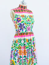 1960s Neon Floral Print Sleeveless Dress Dress arcadeshops.com