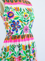 1960s Neon Floral Print Sleeveless Dress Dress arcadeshops.com