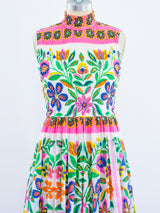 1960s Neon Floral Print Sleeveless Dress Dress arcadeshops.com