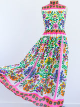 1960s Neon Floral Print Sleeveless Dress Dress arcadeshops.com