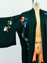 Antique Floral Embroidered Silk Kimono Jacket arcadeshops.com