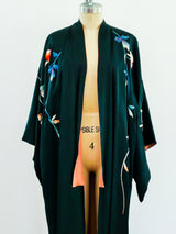 Antique Floral Embroidered Silk Kimono Jacket arcadeshops.com