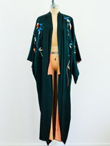 Antique Floral Embroidered Silk Kimono Jacket arcadeshops.com