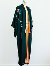 Antique Floral Embroidered Silk Kimono Jacket arcadeshops.com