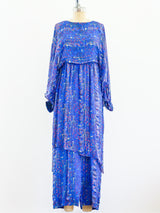 Cherry Blossom Print Silk Chiffon Dress Dress arcadeshops.com