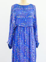 Cherry Blossom Print Silk Chiffon Dress Dress arcadeshops.com