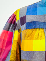 1960s Checked Housecoat with Puff Sleeves Jacket arcadeshops.com