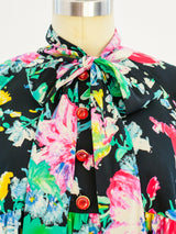 Ungaro Floral Baby Doll Dress With Pussy Bow Dress arcadeshops.com