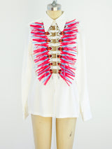 Dries Van Noten Embellished Shirt With Raffia Trim Top arcadeshops.com