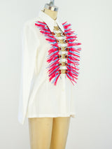 Dries Van Noten Embellished Shirt With Raffia Trim Top arcadeshops.com