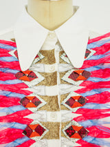 Dries Van Noten Embellished Shirt With Raffia Trim Top arcadeshops.com