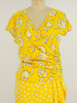 Ungaro Yellow Floral And Polka Dot Ensemble Suit arcadeshops.com