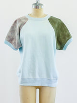 1960s Handpainted Colorblock Short Sleeved Sweatshirt T-shirt arcadeshops.com