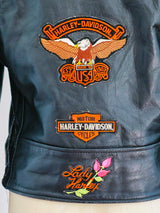 Classic Leather Motorcycle Jacket with Patches Jacket arcadeshops.com