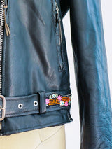 Classic Leather Motorcycle Jacket with Patches Jacket arcadeshops.com