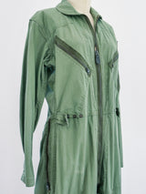 Army Green Zippered Flight Suit Jumpsuit arcadeshops.com