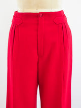 Red Wool Crepe Pants Bottom arcadeshops.com