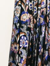 Floral Lurex Pleated Skirt Skirt arcadeshops.com