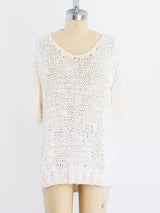 Iridescent Paillette Short Sleeved Sweater Top arcadeshops.com