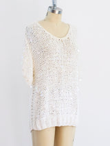 Iridescent Paillette Short Sleeved Sweater Top arcadeshops.com