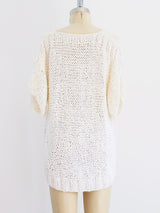 Iridescent Paillette Short Sleeved Sweater Top arcadeshops.com