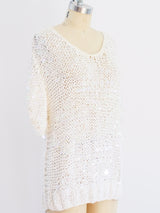 Iridescent Paillette Short Sleeved Sweater Top arcadeshops.com