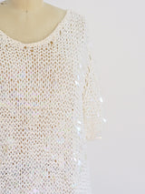 Iridescent Paillette Short Sleeved Sweater Top arcadeshops.com