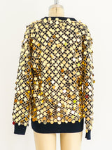 1980's Gold Pailette Sweater Top arcadeshops.com