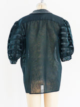 Silk Organza Puff Sleeve Sequin Blouse Top arcadeshops.com