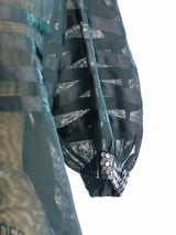 Silk Organza Puff Sleeve Sequin Blouse Top arcadeshops.com