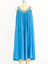 Turquoise Cotton Gauze Pleated Dress Dress arcadeshops.com