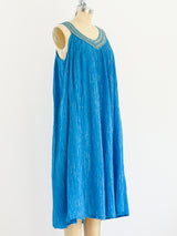 Turquoise Cotton Gauze Pleated Dress Dress arcadeshops.com