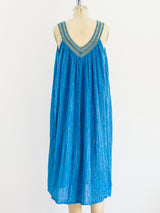 Turquoise Cotton Gauze Pleated Dress Dress arcadeshops.com