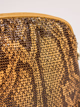 Whiting and Davis Snake Print Metal Mesh Clutch Accessory arcadeshops.com