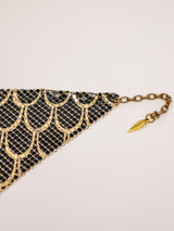 Whiting and Davis Feather Print Metal Mesh Bib Accessory arcadeshops.com