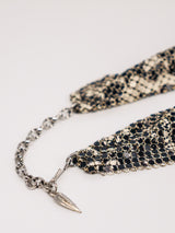 Whiting and Davis Snake Print Metal Mesh Bib Accessory arcadeshops.com