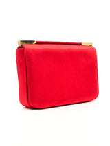 Donna Karan Red Satin Clutch Accessory arcadeshops.com