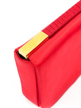 Donna Karan Red Satin Clutch Accessory arcadeshops.com