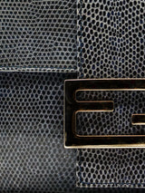 Fendi Silver Lizard Skin Baguette Accessory arcadeshops.com