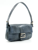 Fendi Silver Lizard Skin Baguette Accessory arcadeshops.com