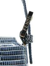 Fendi Silver Lizard Skin Baguette Accessory arcadeshops.com