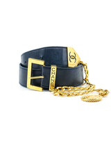 Chanel Leather Waist Belt with Medallion Charm Accessory arcadeshops.com