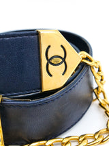Chanel Leather Waist Belt with Medallion Charm Accessory arcadeshops.com