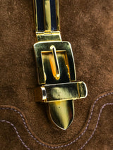 Enamel Buckled Suede Saddle Bag Accessory arcadeshops.com