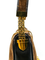 Enamel Buckled Suede Saddle Bag Accessory arcadeshops.com