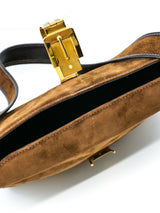 Enamel Buckled Suede Saddle Bag Accessory arcadeshops.com